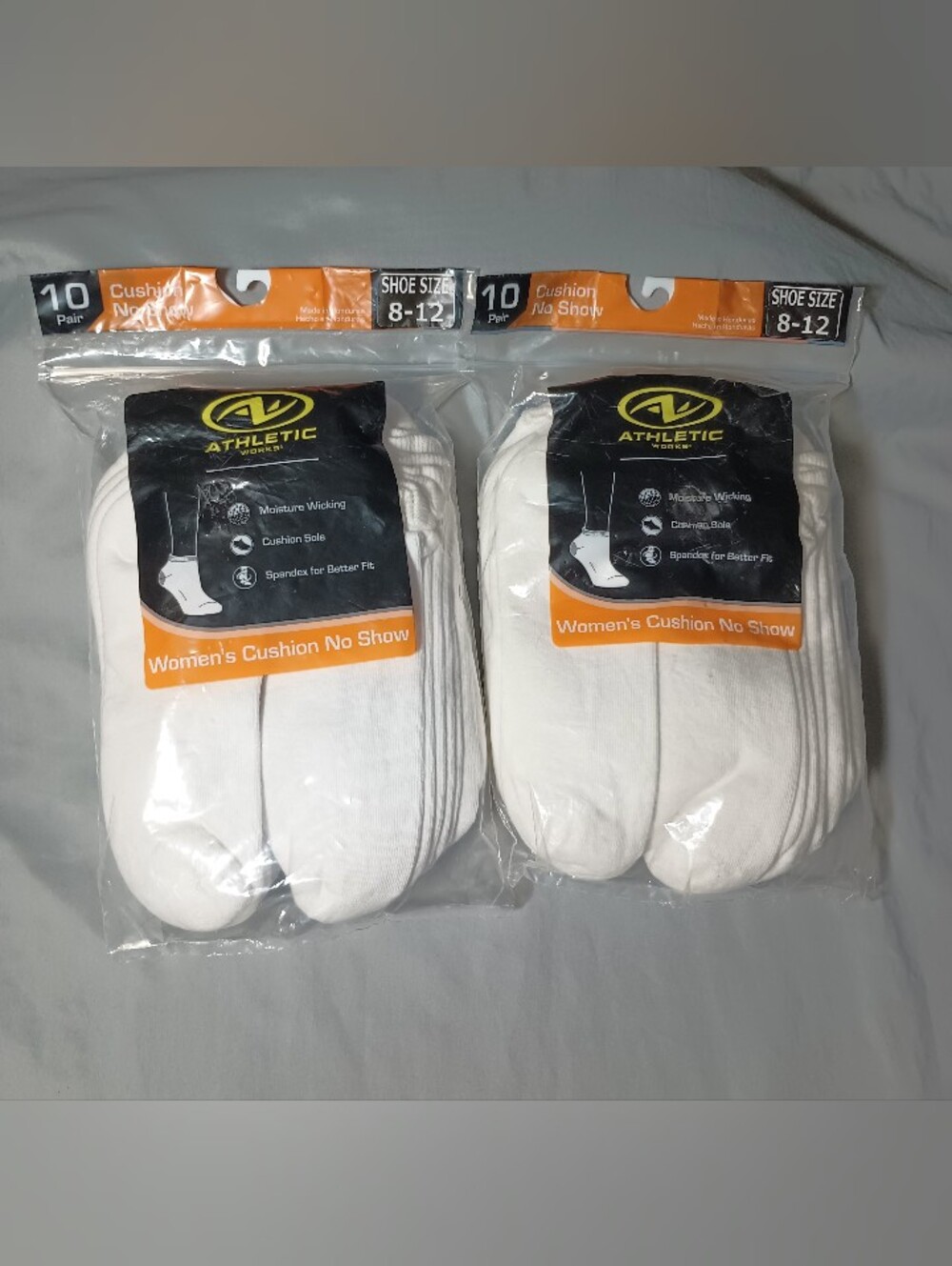 Athletic Works Women's Cushion No Show Socks (2)
